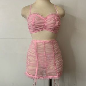Sheer Pink three piece lingerie